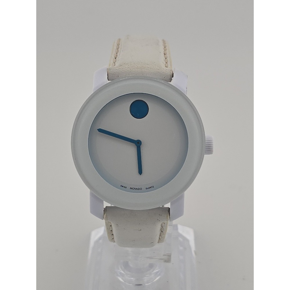 Movado Bold White Dial w/ Teal Accents 36mm Unisex Watch - New Battery